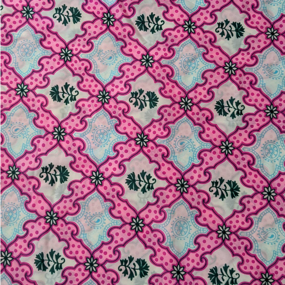 Vintage 60's Psychedelic Fabric, Funky Pink Blue Green Demask,‎ 40" by 1 YD READ